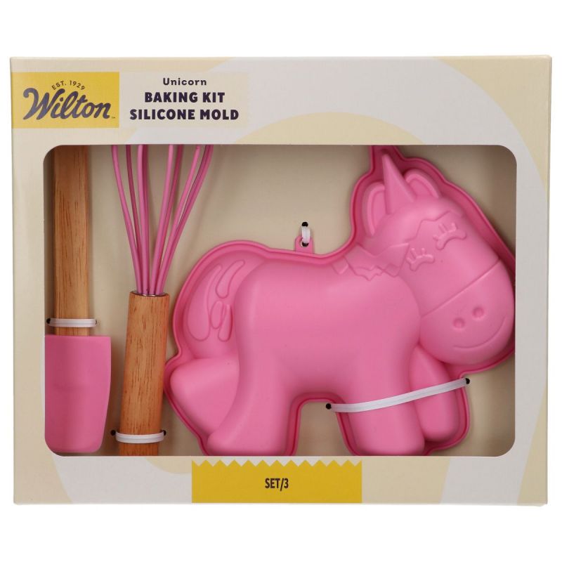 Wilton – Kit de Pâtisserie Enfant Moule en Silicone Licorne Set/3 | Créativité, Fun & Gâteaux Magiques