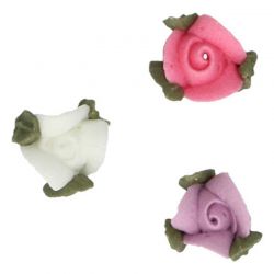 FunCakes Décors en Sucre Roses & Feuilles – Set de 16 Fleurs Comestibles pour Gâteaux et Cupcakes