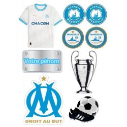 Kit Topper Alimentaire à Gâteau Personnalisé – Thème Football Olympique de Marseille