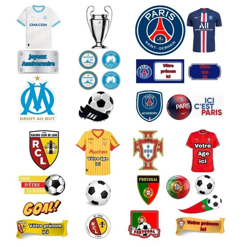Kit Topper Alimentaire à Gâteau Personnalisé – Thème Football (Clubs & Sélections)