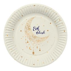 Assiettes en Papier Eid Mubarak Folat – 23 cm (Lot de 8) | Vaisselle Jetable Festive