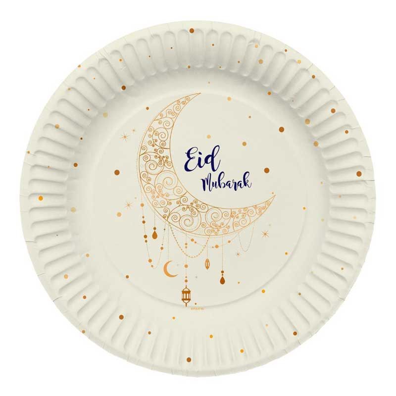 Assiettes en Papier Eid Mubarak Folat – 23 cm (Lot de 8) | Vaisselle Jetable Festive