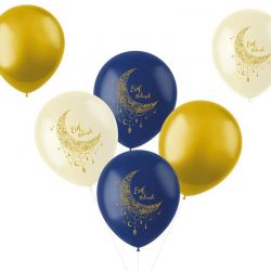 Ballons Eid Mubarak Folat 33 cm – Lot de 6 (Latex) | Déco Fête & Table