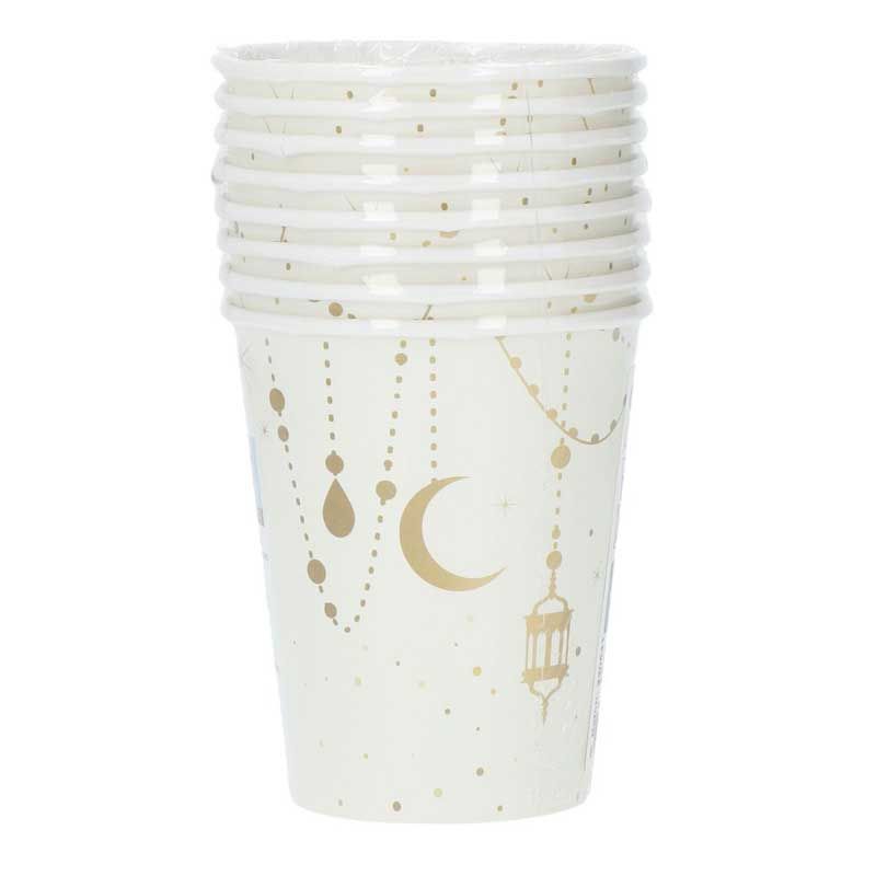 Gobelets en Papier Eid Mubarak 250 ml (Folat) – Lot de 8, Papier FSC