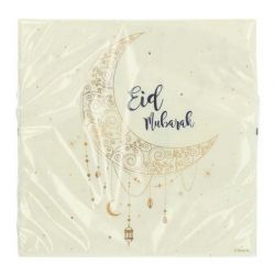 Serviettes Eid Mubarak Folat 33 x 33 cm – Papier 3 épaisseurs (Pack de 20)
