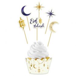 Set Décoration Cupcakes “Eid Mubarak” – Caissettes + Pics (12 pièces)