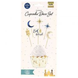 Set Décoration Cupcakes “Eid Mubarak” – Caissettes + Pics (12 pièces)