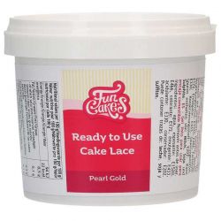 FunCakes Cake Lace Ready to Use Or Perle 200 g – Dentelle alimentaire prête à l’emploi (effet nacré)