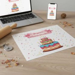 Impression alimentaire sur feuille en pâte à Sucre