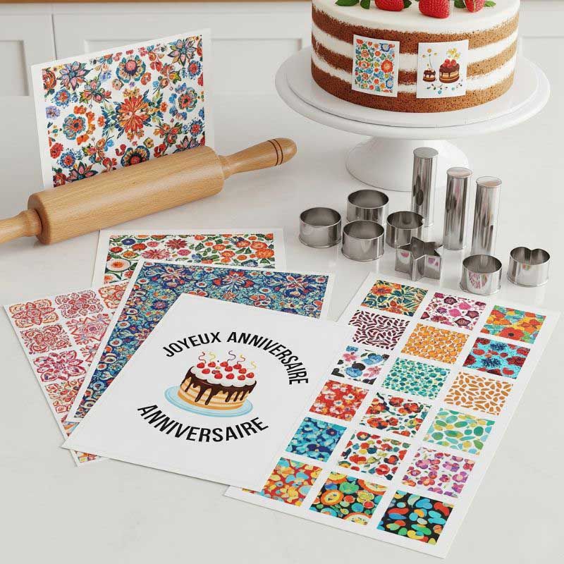 Impression sur feuille alimentaire pour décorations de gâteaux