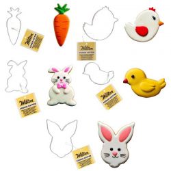 Wilton Emporte-pièce Biscuits de Pâques – Carotte, Lapin, Poule, Poussin ou Tête de Lapin (6,2 à 8,3 cm)