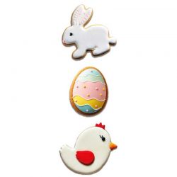 Wilton Emporte-pièces Pâques set/3 Lapin, Œuf & Poule – Découpage biscuits, pâte à sucre & fondant
