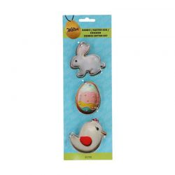 Wilton Emporte-pièces Pâques set/3 Lapin, Œuf & Poule – Découpage biscuits, pâte à sucre & fondant
