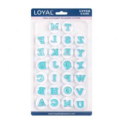 LOYAL Emporte-pièces Mini Alphabet Majuscules A–Z (Set de 26) – Lettres avec Poussoir pour Pâte à Sucre & Biscuits