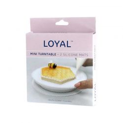 LOYAL Mini Plateau Tournant Ø12,4 cm + 2 Tapis Silicone Antidérapants | Décoration Bento Cake, Cupcakes & Sablés