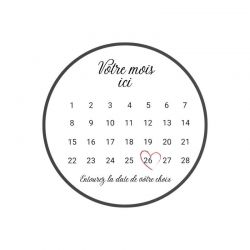 Impression Alimentaire Personnalisée Calendrier – Date d’Anniversaire sur Feuille de Sucre, Azyme ou Burn Away Cake (20 cm)
