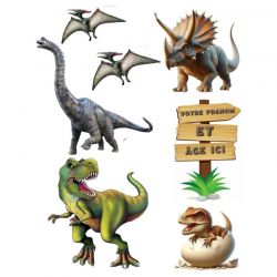 Kit Topper Alimentaire Personnalisé Dinosaure – Impression Comestible sur Feuille de Sucre ou Azyme – Format A4
