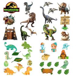 Kit Topper Alimentaire Personnalisé Dinosaure – Impression Comestible sur Feuille de Sucre ou Azyme – Format A4