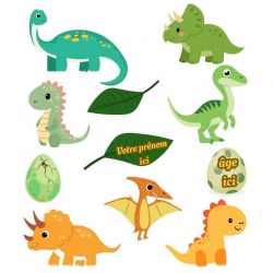 Kit Topper Alimentaire Personnalisé Dinosaure – Impression Comestible sur Feuille de Sucre ou Azyme – Format A4
