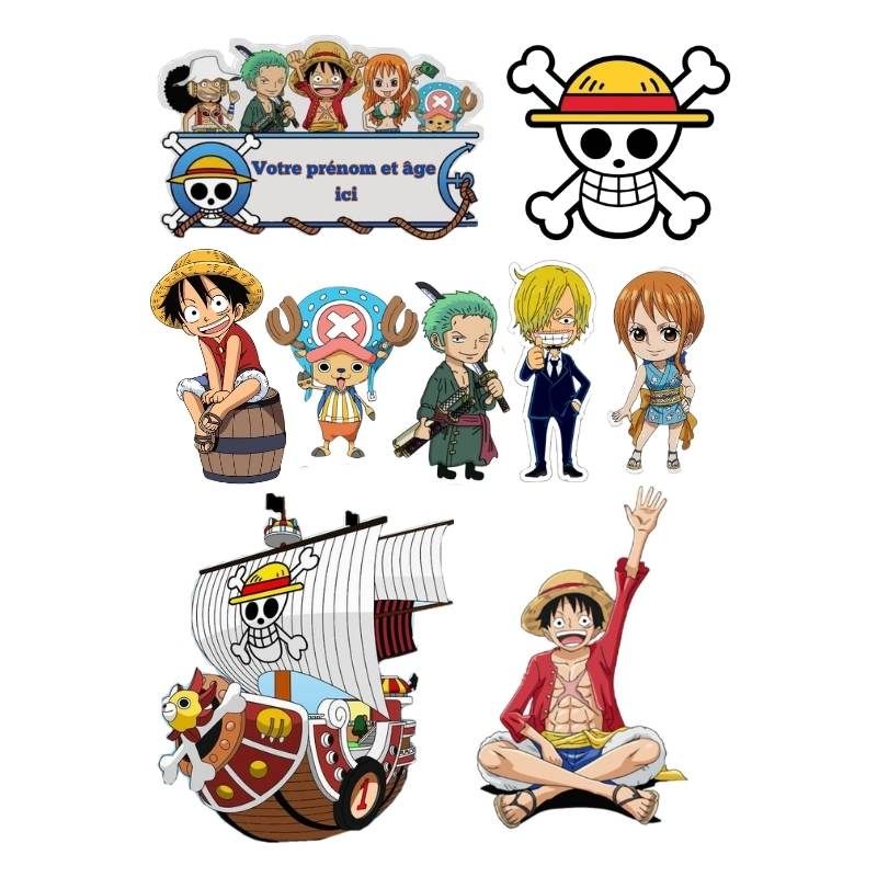 Disque à Gâteau ou Kit Topper Personnalisé One Piece – Impression Alimentaire Manga pour Décoration de Gâteau Anniversaire