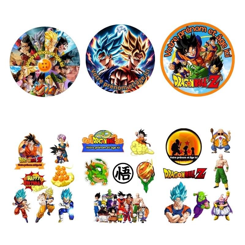 Disque à Gâteau ou Kit Topper Personnalisé Dragon Ball Z – Impression Alimentaire Personnalisée pour Gâteau d’Anniversaire