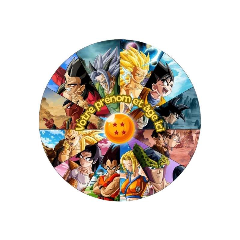 Disque à Gâteau ou Kit Topper Personnalisé Dragon Ball Z – Impression Alimentaire Personnalisée pour Gâteau d’Anniversaire