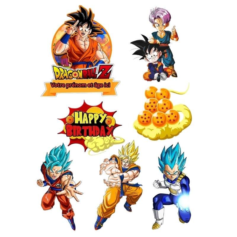 Disque à Gâteau ou Kit Topper Personnalisé Dragon Ball Z – Impression Alimentaire Personnalisée pour Gâteau d’Anniversaire