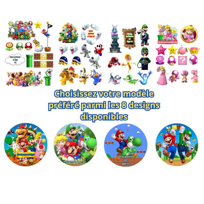 Disque à Gâteau ou Topper Personnalisé Mario Bros, Luigi, Peach, Bowser – Impression Alimentaire Personnalisée