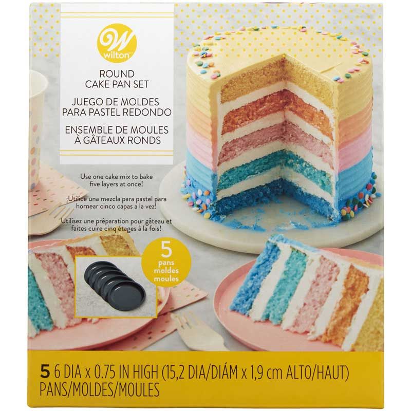 Wilton Easy Layers Set de 5 Moules à Gâteau 15 cm – Pour Layer Cakes, Rainbow Cakes et Bento Cakes