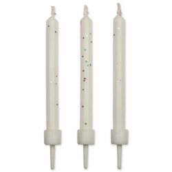 Bougies d'anniversaire Blanc Paillette set/10 PME