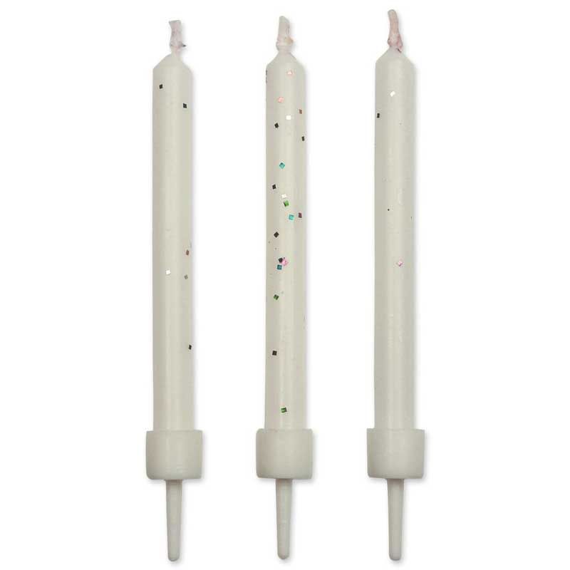 Bougies d'anniversaire Blanc Paillette set/10 PME