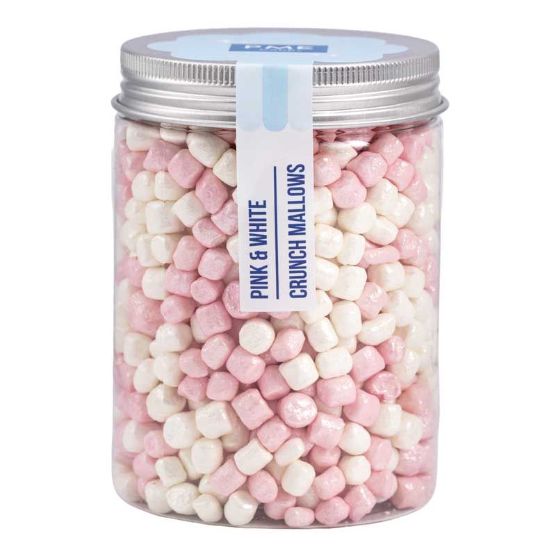 Crunch Mallows Rose et Blanc – Mini Guimauves Croustillantes pour Décoration de Gâteaux et Cupcakes