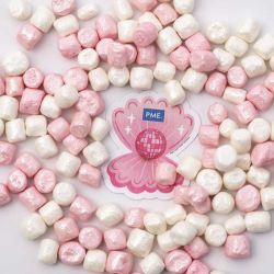 Crunch Mallows Rose et Blanc – Mini Guimauves Croustillantes pour Décoration de Gâteaux et Cupcakes