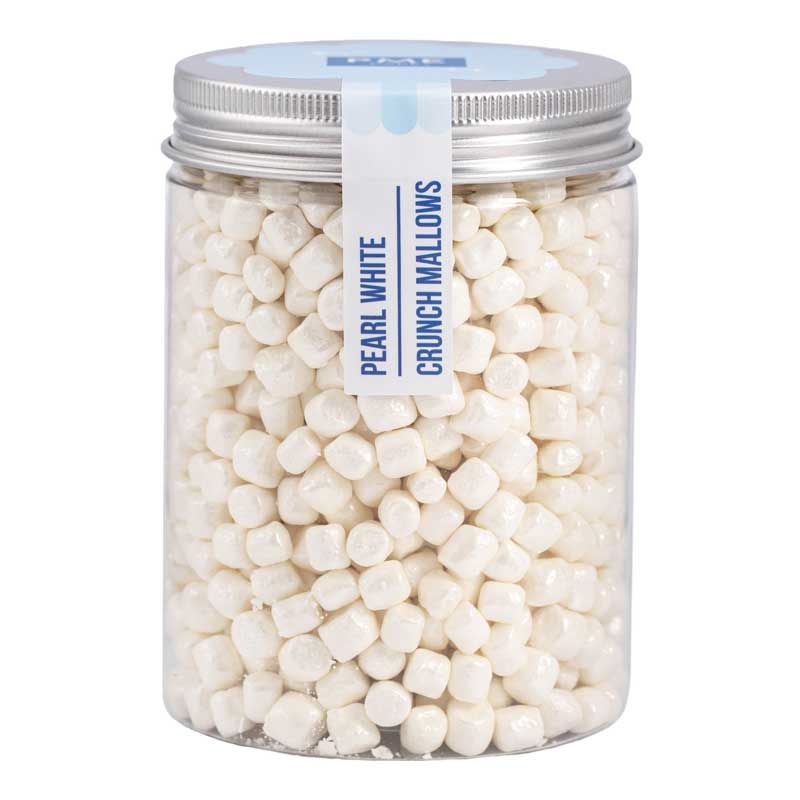 Crunch Mallows Blanc Nacré – Mini Guimauves Croustillantes pour Décoration de Gâteaux, Cupcakes et Pâtisseries