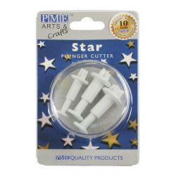 Emporte-pièces à Piston Fantaisie Étoile – Lot de 3 Découpoirs Éjecteurs Mini, Moyen & Grand pour Pâte à Sucre, Gumpaste et Mass