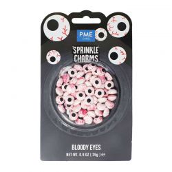 Sprinkle Charms Halloween PME – Yeux Sanglants Comestibles 25 g pour Cupcakes, Cookies et Gâteaux