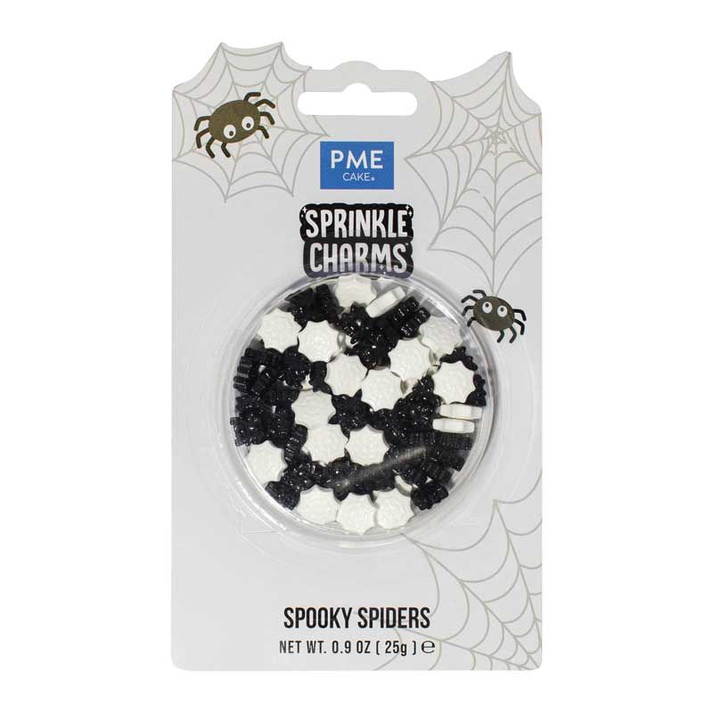 Sprinkle Charms décoratifs Halloween PME – Araignées noires & blanches 25 g