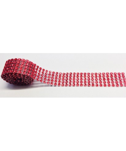 Bande de strass Rouge 2,5 cm de haut Bande de strass Rouge 2,5 cm de haut
