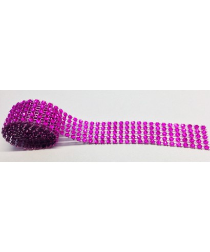 Bande de strass Rose Fuschia 2,5 cm de haut Bande de strass Rose Fuschia 2,5 cm de haut