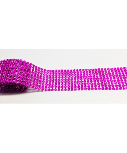 Bande de strass Rose Fuschia 4,5 cm de haut Bande de strass Rose Fuschia 4,5 cm de haut