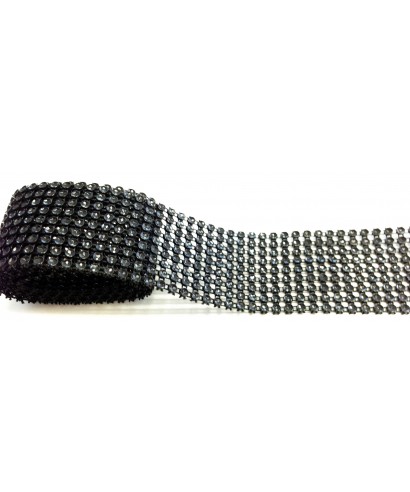 Bande de strass Noir 4,5 cm de haut