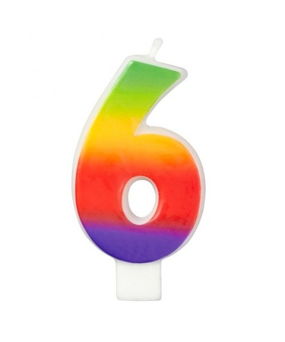 Bougie d'Anniversaire Arc-en-ciel chiffre 6 Wilton Bougie d'Anniversaire Arc-en-ciel chiffre 6 Wilton