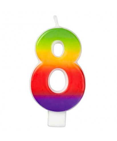 Bougie d'Anniversaire Arc-en-ciel chiffre 8 Wilton Bougie d'Anniversaire Arc-en-ciel chiffre 8 Wilton