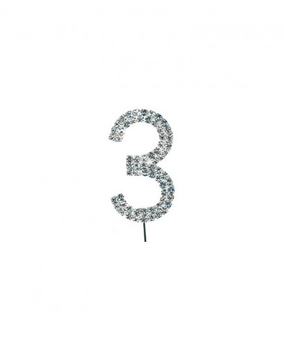 Chiffre Trois en Diamant et Strass pour gâteaux Chiffre Trois en Diamant et Strass pour gâteaux