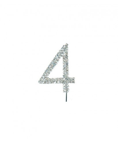 Chiffre Quatre en Diamant et Strass pour gâteaux Chiffre Quatre en Diamant et Strass pour gâteaux