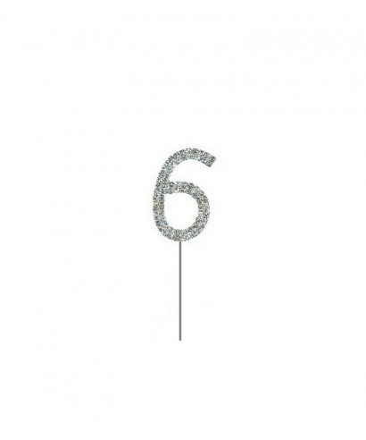 Chiffre Six en Diamant et Strass pour gâteaux Chiffre Six en Diamant et Strass pour gâteaux