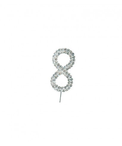 Chiffre 8 en Diamant et Strass pour gâteaux Chiffre 8 en Diamant et Strass pour gâteaux