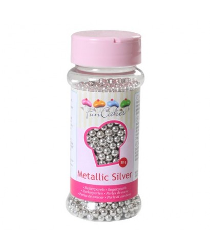 Perle de Sucre Argent métallique 80g FunCakes Perle de Sucre Argent métallique 80g FunCakes