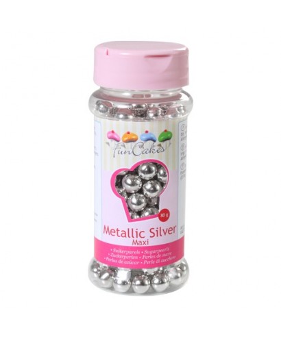 Perle de Sucre 8 mm Argent métallique 80g FunCakes Perle de Sucre 8 mm Argent métallique 80g FunCakes