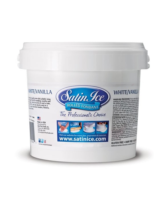 Pâte à sucre Blanche gout vanille 2,5 kg Satin Ice Pâte à sucre Blanche gout vanille 2,5 kg Satin Ice